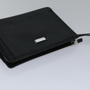 BURBERRY Clutch Bag Leather Black Silver Auth bs17644-5