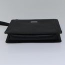 BURBERRY Clutch Bag Leather Black Silver Auth bs17644-7