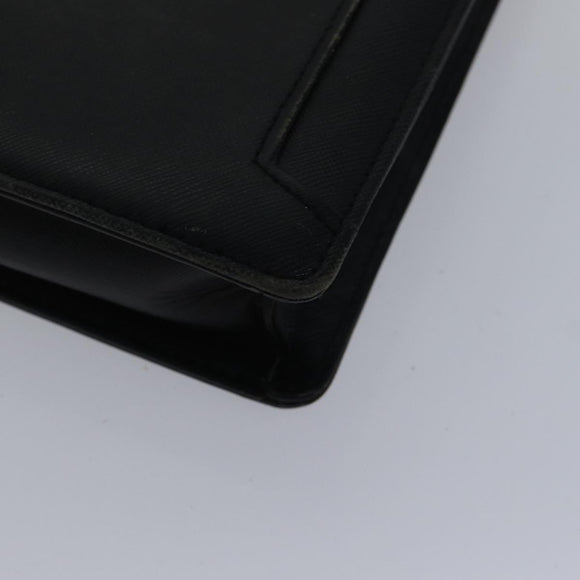 BURBERRY Clutch Bag Leather Black Silver Auth bs17644