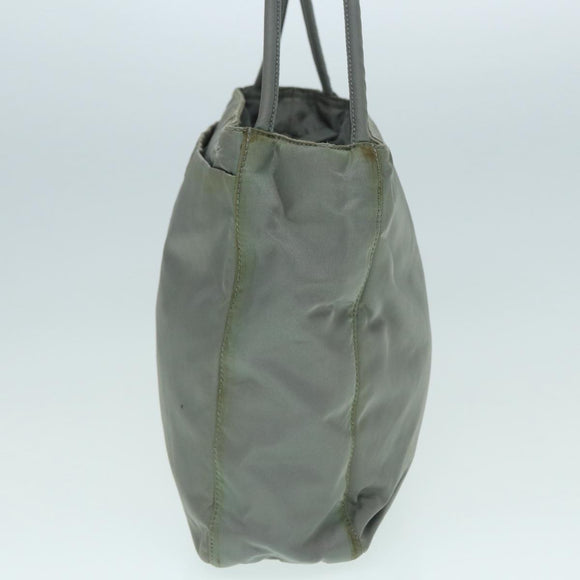 PRADA Tote Bag Nylon Gray Silver Auth bs17648