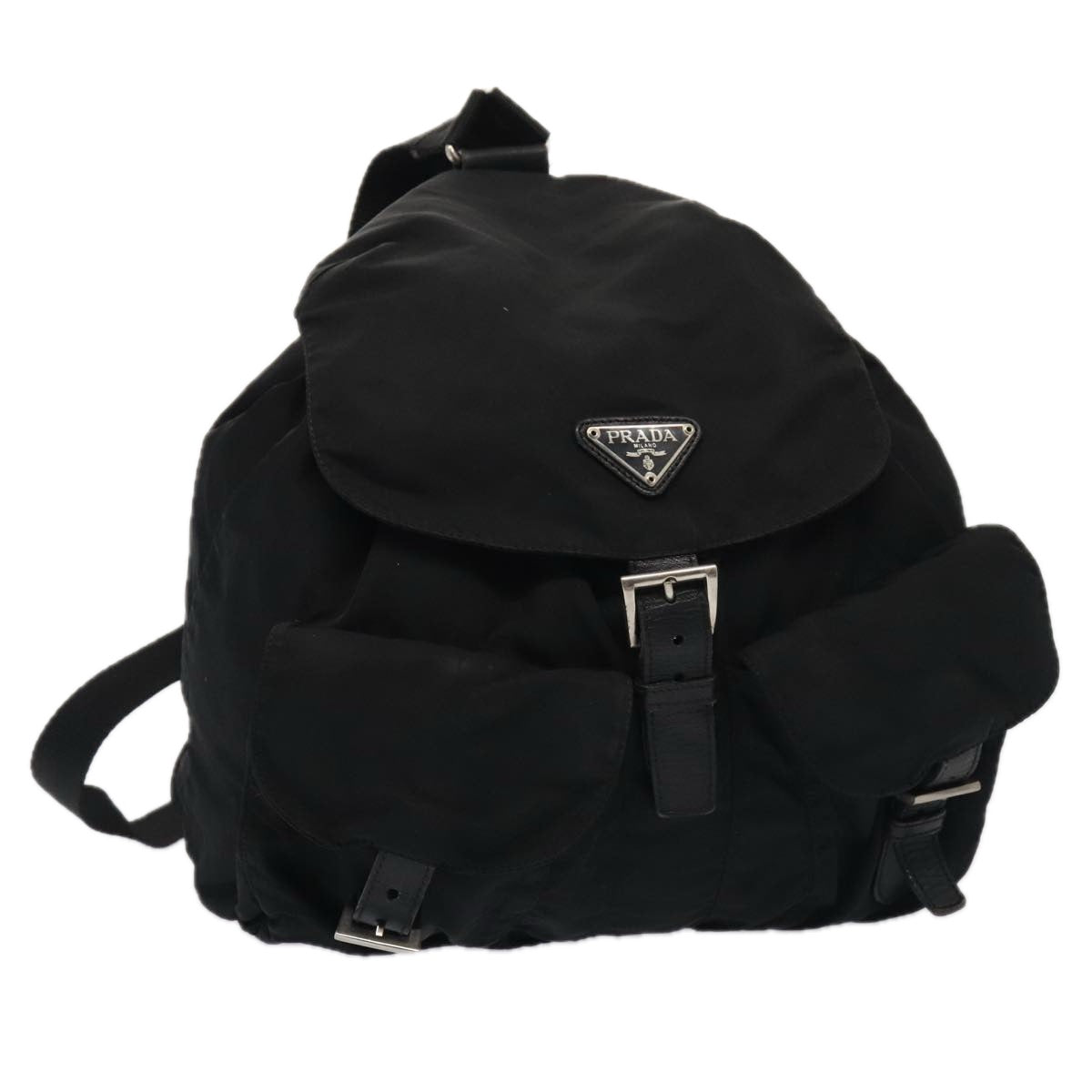 PRADA Backpack Nylon Black Silver Auth bs17650