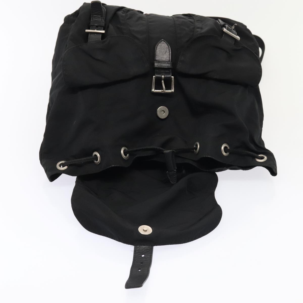 PRADA Backpack Nylon Black Silver Auth bs17650