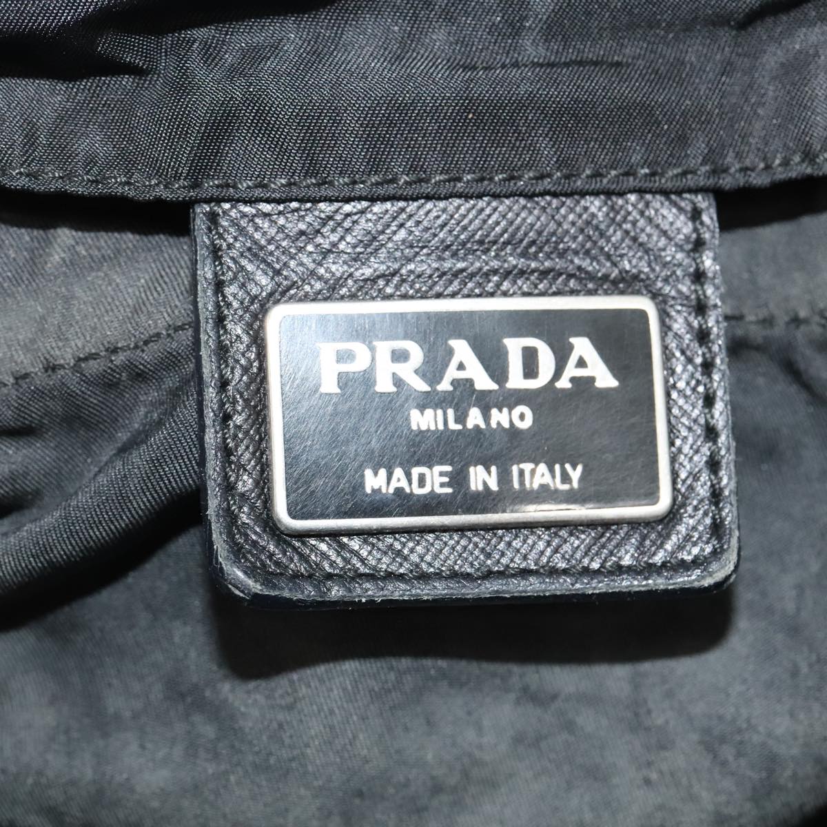 PRADA Backpack Nylon Black Silver Auth bs17650