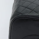 CHANEL Vanity Cosmetic Pouch Lamb Skin Black Gold CC Auth bs17658-15