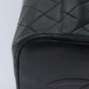 CHANEL Vanity Cosmetic Pouch Lamb Skin Black Gold CC Auth bs17658-17