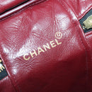 CHANEL Vanity Cosmetic Pouch Lamb Skin Black Gold CC Auth bs17658-19