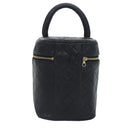 CHANEL Vanity Cosmetic Pouch Lamb Skin Black Gold CC Auth bs17658-2