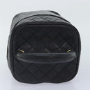 CHANEL Vanity Cosmetic Pouch Lamb Skin Black Gold CC Auth bs17658-6
