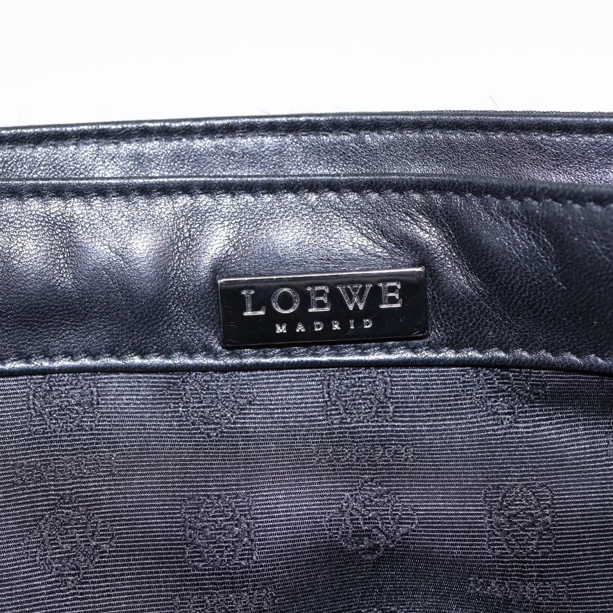 LOEWE Shoulder Bag Nylon Black Silver Auth bs17665