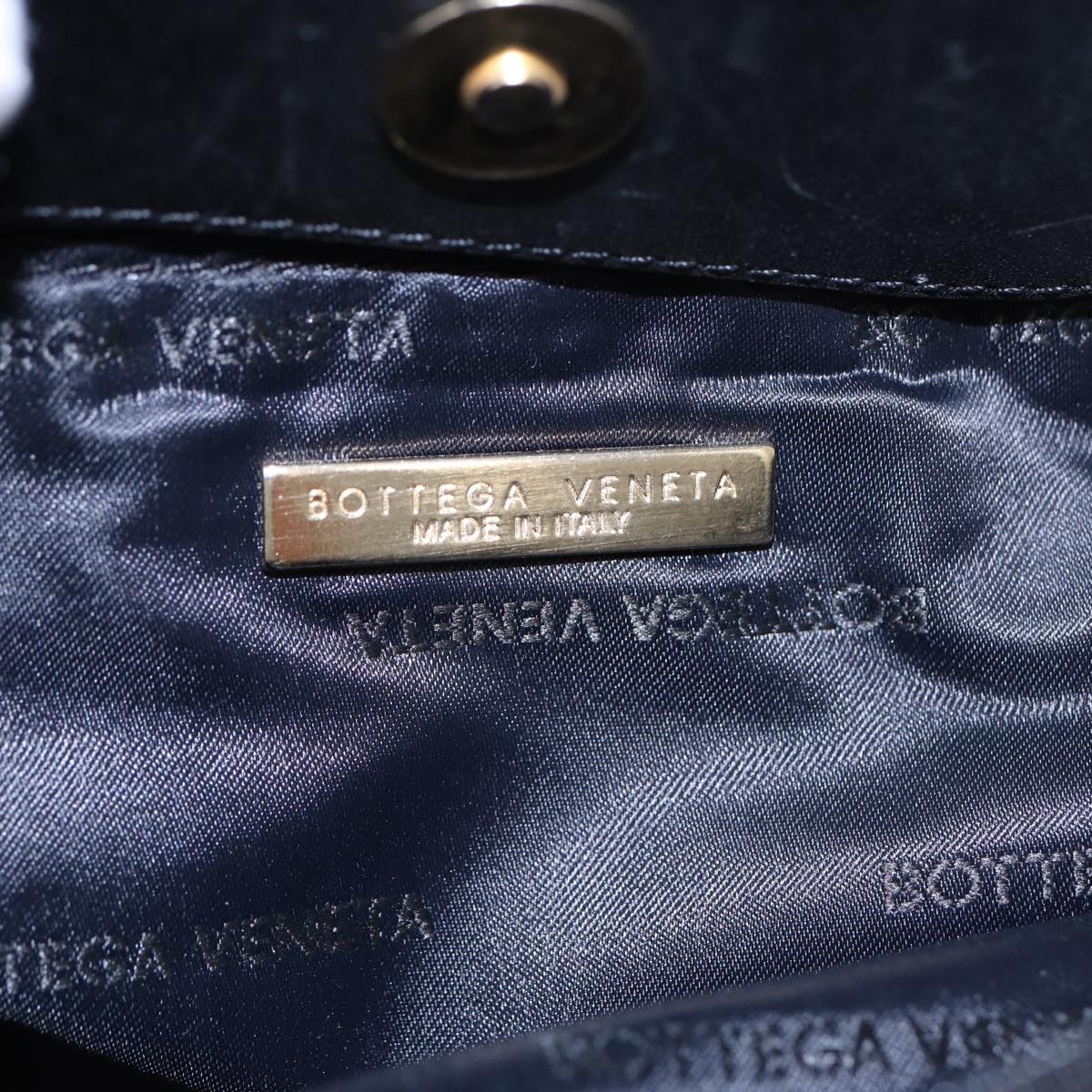 BOTTEGA VENETA Hand Bag Nylon 2way Black Gold Auth bs17666