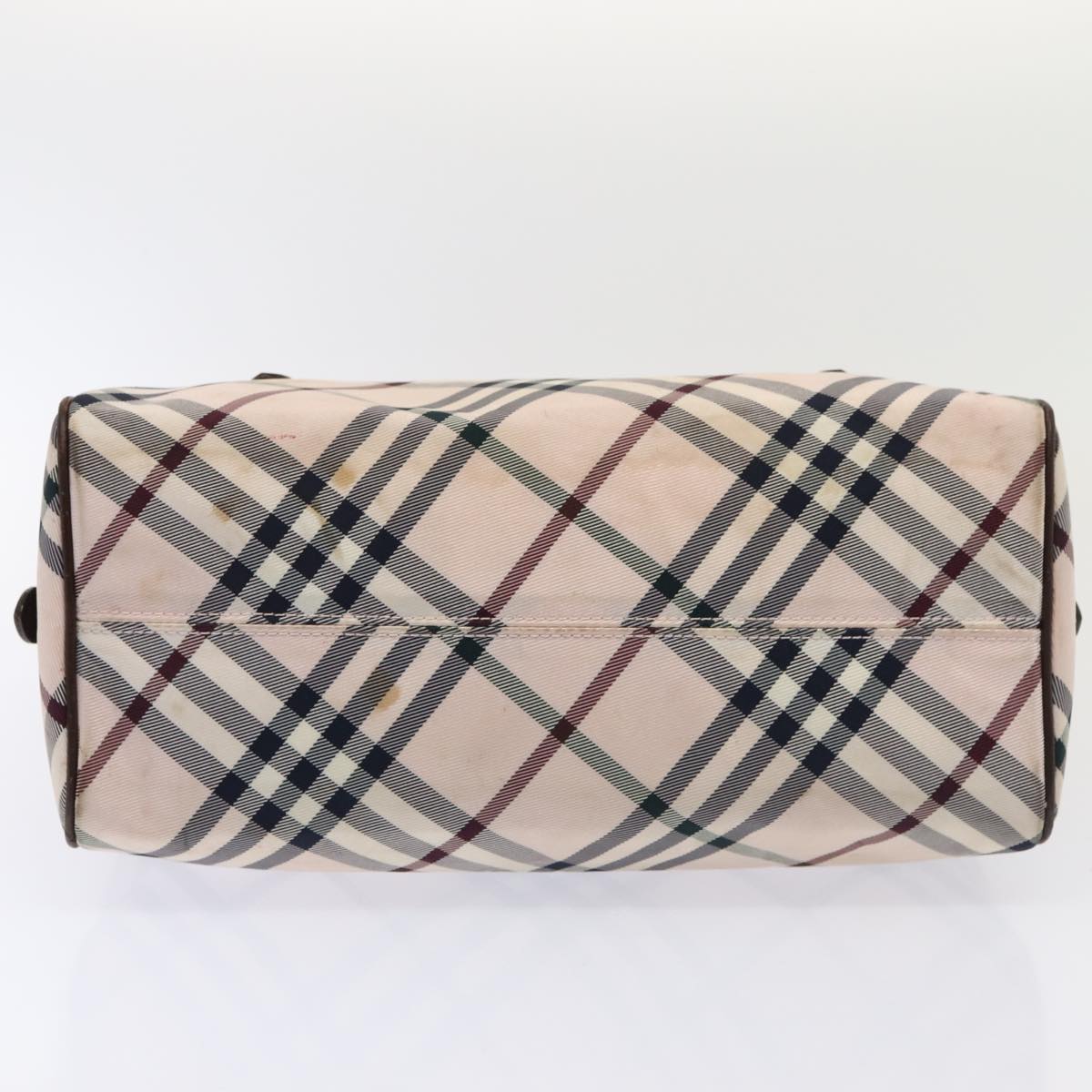 BURBERRY Nova Check Blue Label Hand Bag Nylon Pink Silver Auth bs17669