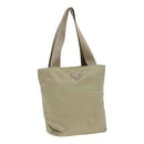 PRADA Tote Bag Nylon Beige Silver Auth bs17670-1
