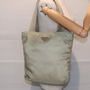 PRADA Tote Bag Nylon Beige Silver Auth bs17670-23