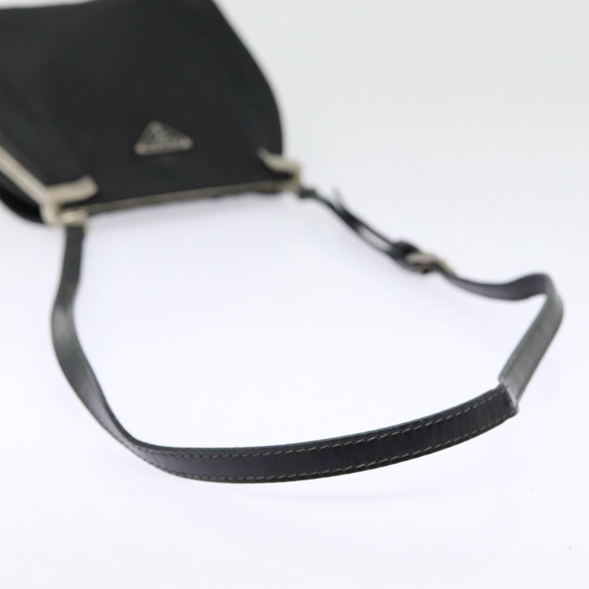 PRADA Shoulder Bag Nylon Black Silver Auth bs17672