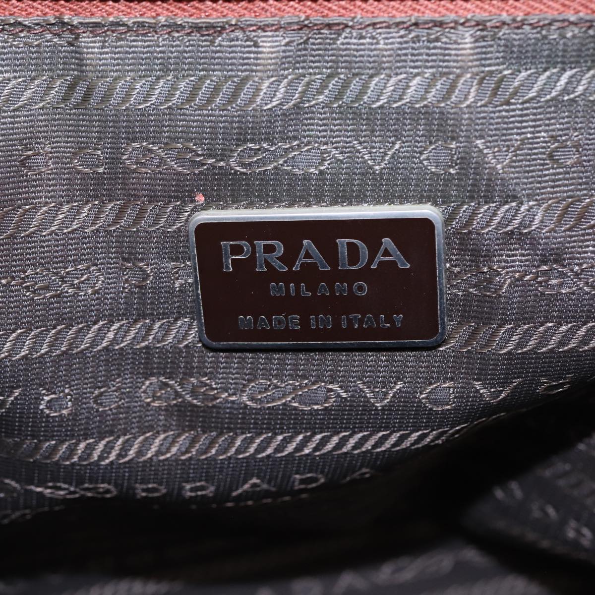 PRADA Tote Bag Nylon Silver Brown Auth bs17673