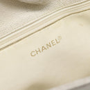 CHANEL Chain Shoulder Bag Calf Skin White Gold CC Auth bs17674-15