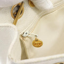 CHANEL Chain Shoulder Bag Calf Skin White Gold CC Auth bs17674-19