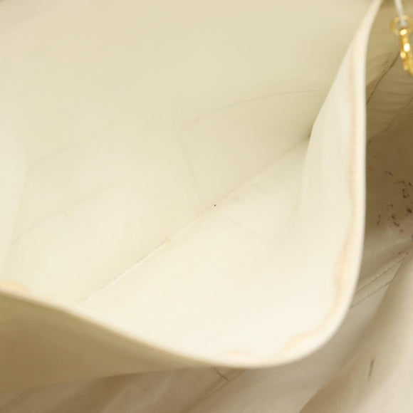 CHANEL Chain Shoulder Bag Calf Skin White Gold CC Auth bs17674