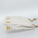 CHANEL Chain Shoulder Bag Calf Skin White Gold CC Auth bs17674-5