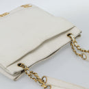 CHANEL Chain Shoulder Bag Calf Skin White Gold CC Auth bs17674-6