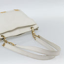 CHANEL Chain Shoulder Bag Calf Skin White Gold CC Auth bs17674-7