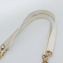 CHANEL Chain Shoulder Bag Calf Skin White Gold CC Auth bs17674-8