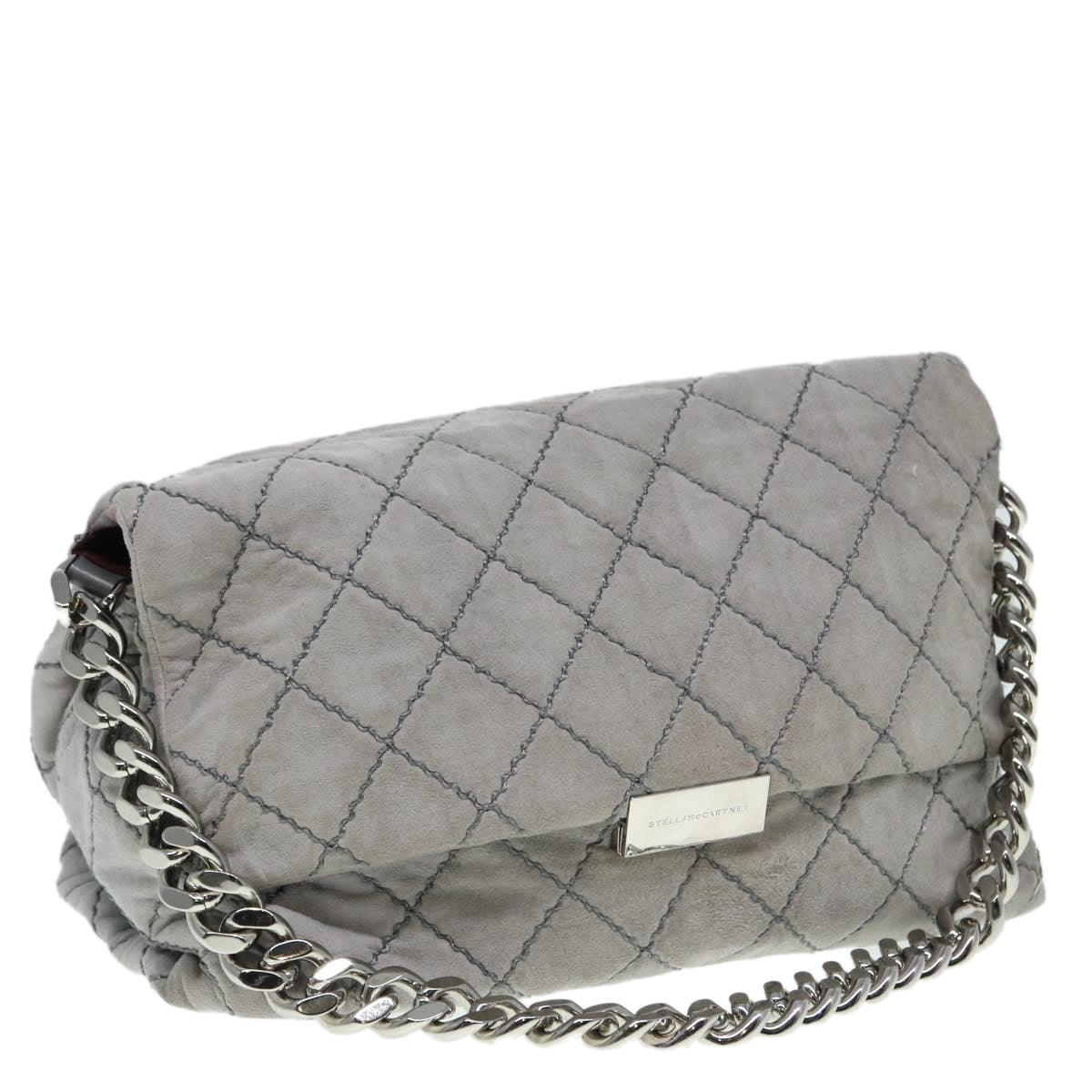 Stella MacCartney Chain Shoulder Bag polyester Gray Silver Auth bs17685