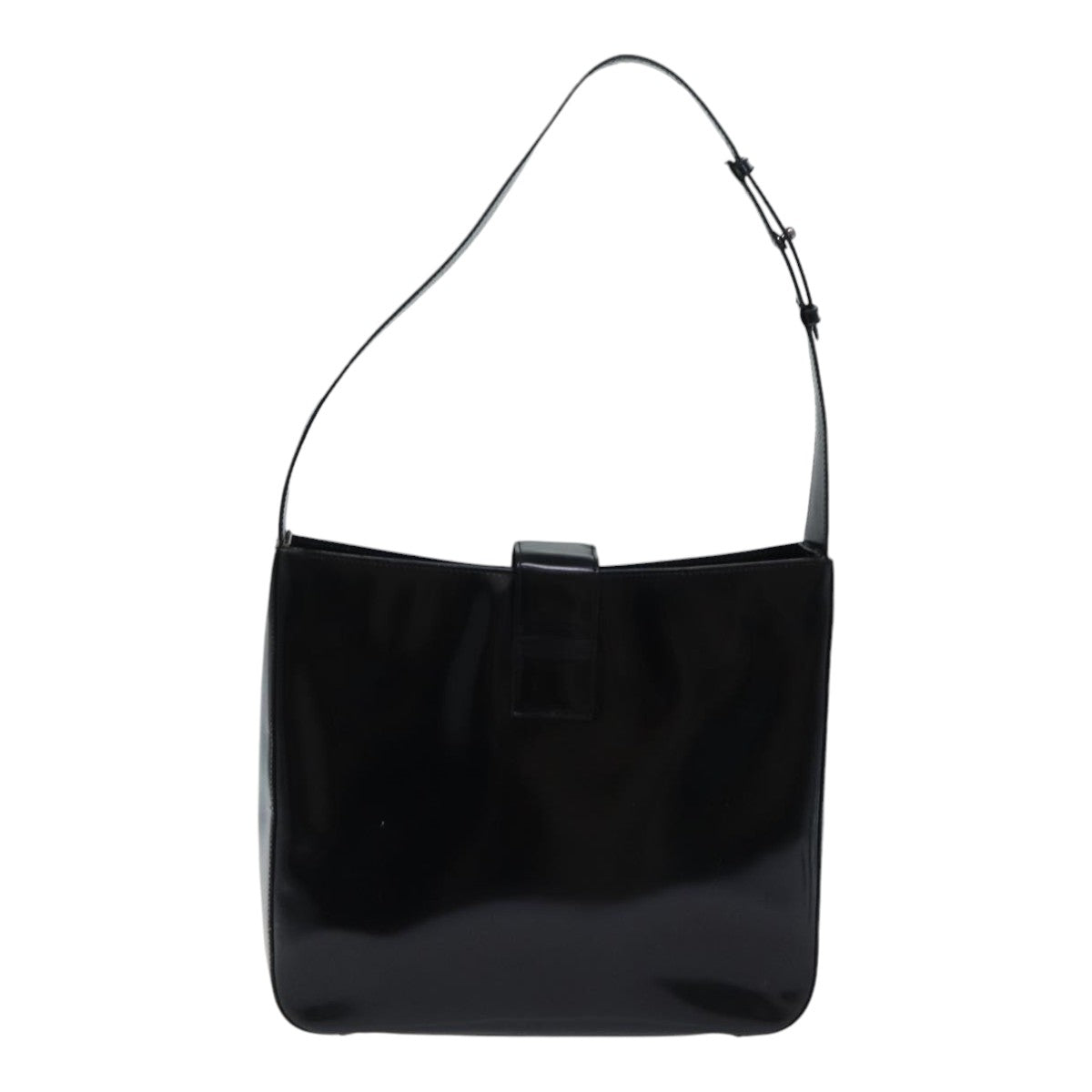 CELINE Shoulder Bag Patent leather Black Silver Auth bs17689 - 0