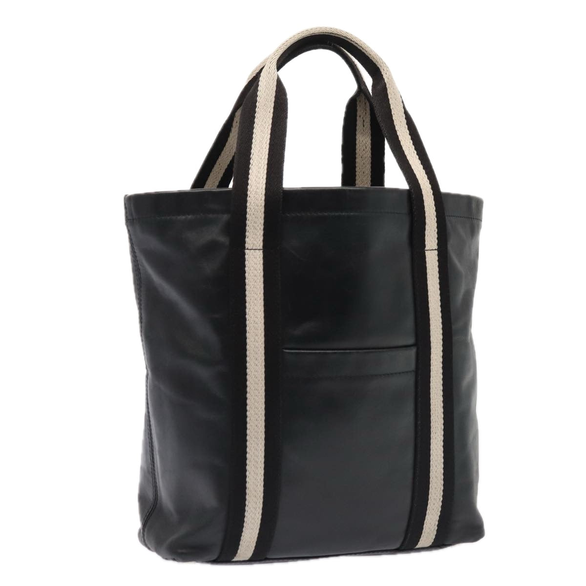 BALLY Tote Bag Leather Black Silver Auth bs17715