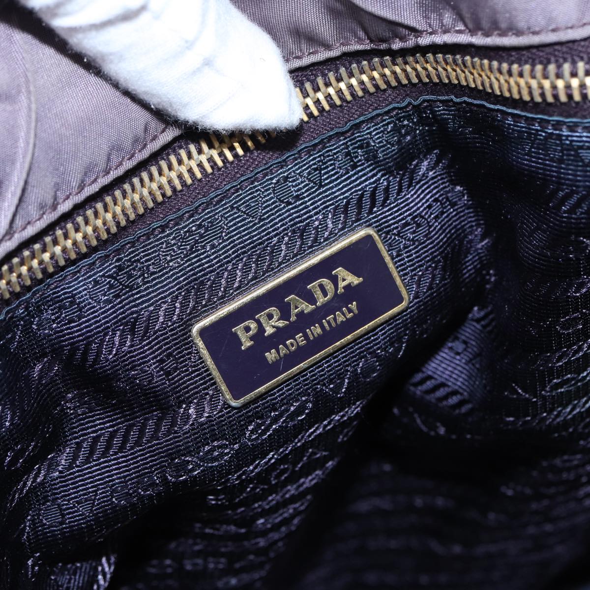 PRADA Hand Bag Nylon 2way Purple Gold Auth bs17721