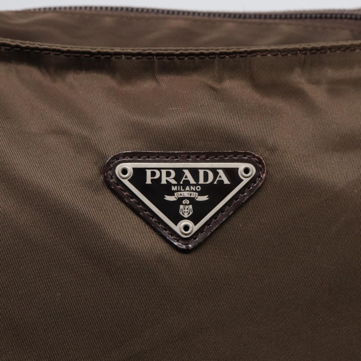 PRADA Shoulder Bag Nylon Brown Silver Auth bs17747