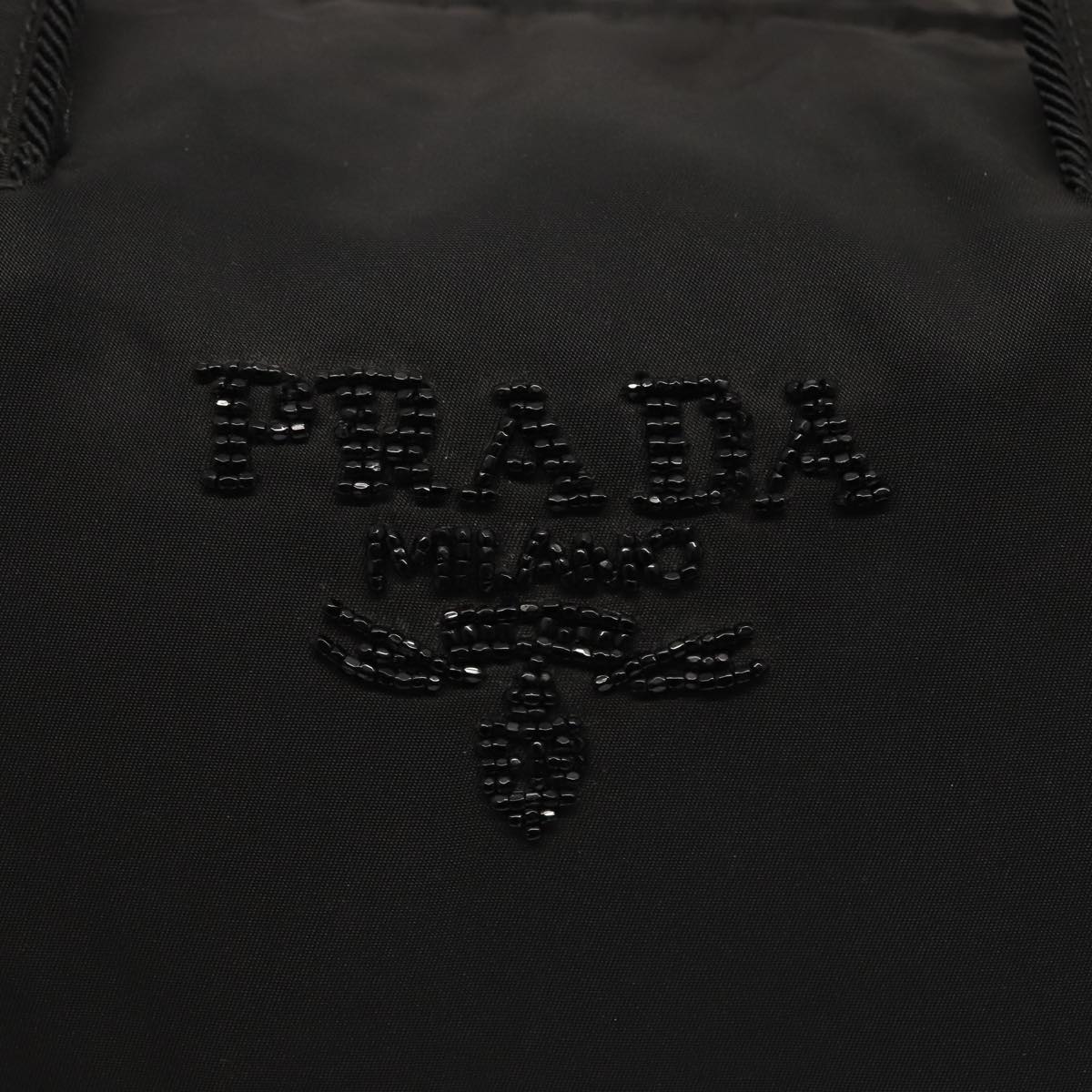 PRADA Hand Bag Nylon Black Silver Auth bs17749