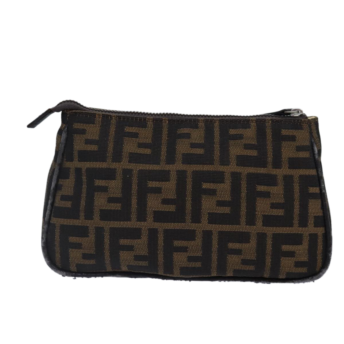 FENDI Zucca Canvas Pouch Brown Black Silver Auth bs17760 - 0