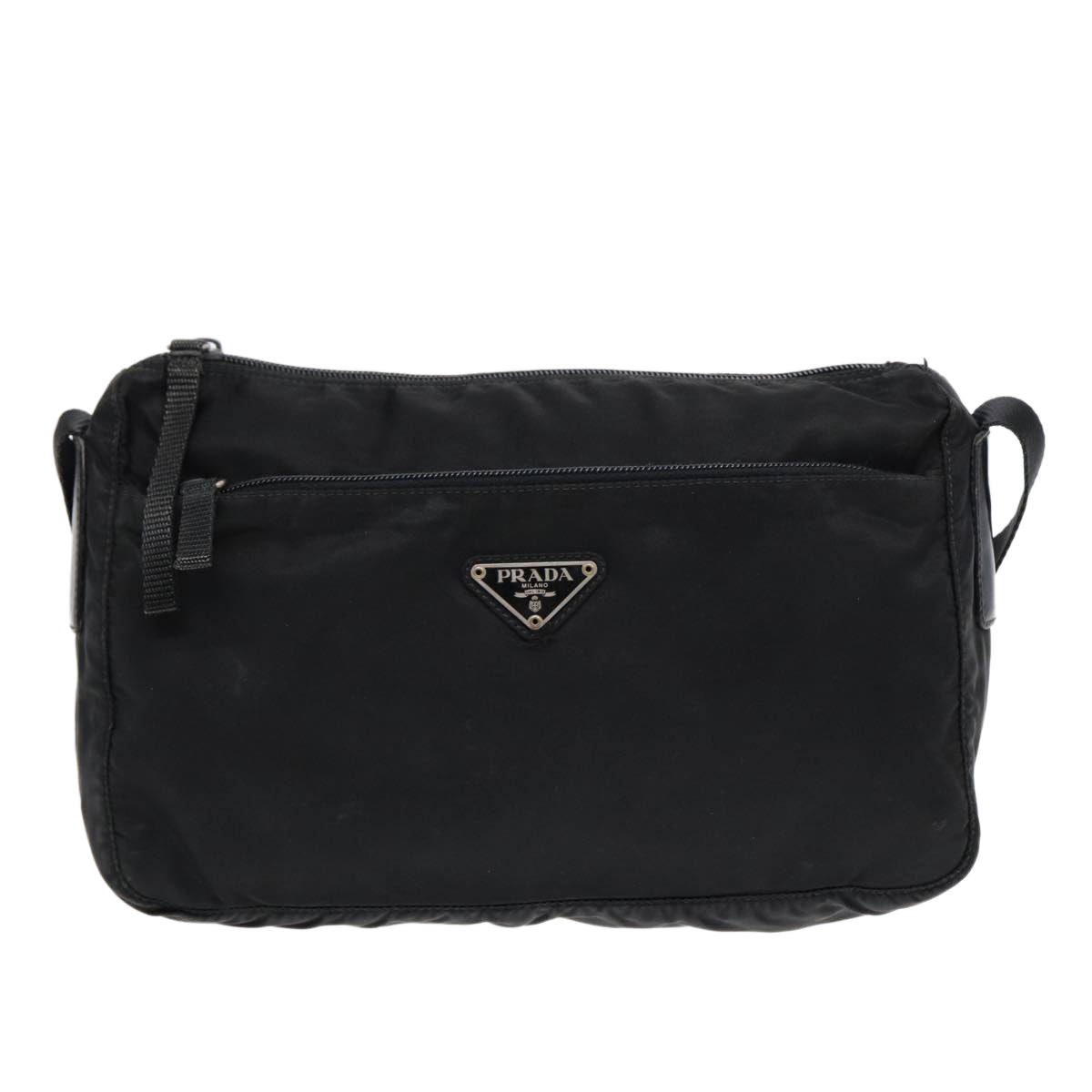 PRADA Shoulder Bag Nylon Black Silver Auth bs17764