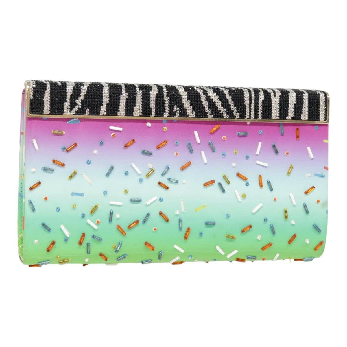 Jimmy Choo Clutch Bag Enamel Multicolor Gold Auth bs17766