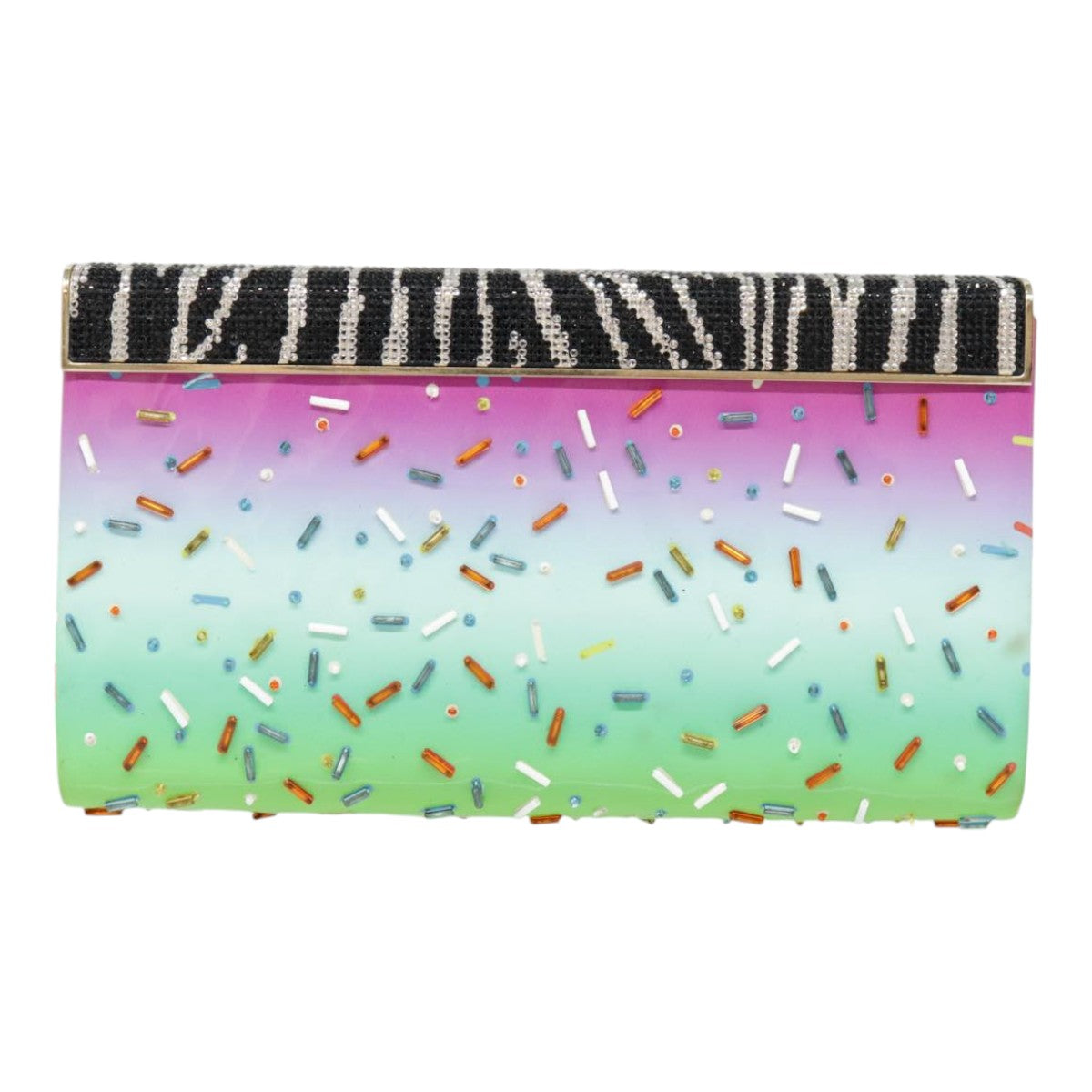 Jimmy Choo Clutch Bag Enamel Multicolor Gold Auth bs17766