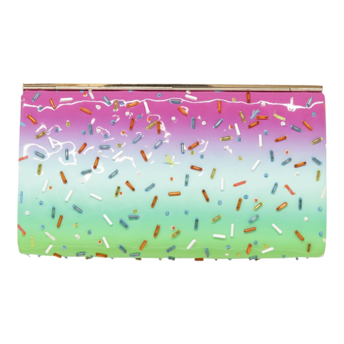 Jimmy Choo Clutch Bag Enamel Multicolor Gold Auth bs17766 - 0