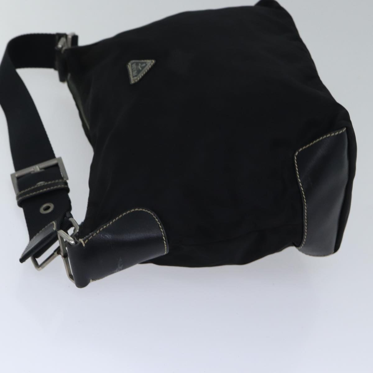 PRADA Shoulder Bag Nylon Black Silver Auth bs17769