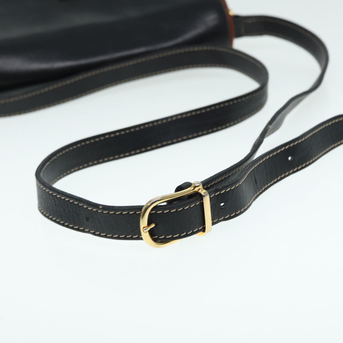 CELINE Shoulder Bag Leather Black Gold Auth bs17772