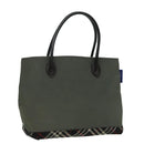 Burberrys Nova Check Blue Label Hand Bag Canvas Khaki Auth bs17782-1