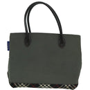 Burberrys Nova Check Blue Label Hand Bag Canvas Khaki Auth bs17782-2