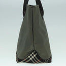 Burberrys Nova Check Blue Label Hand Bag Canvas Khaki Auth bs17782-4