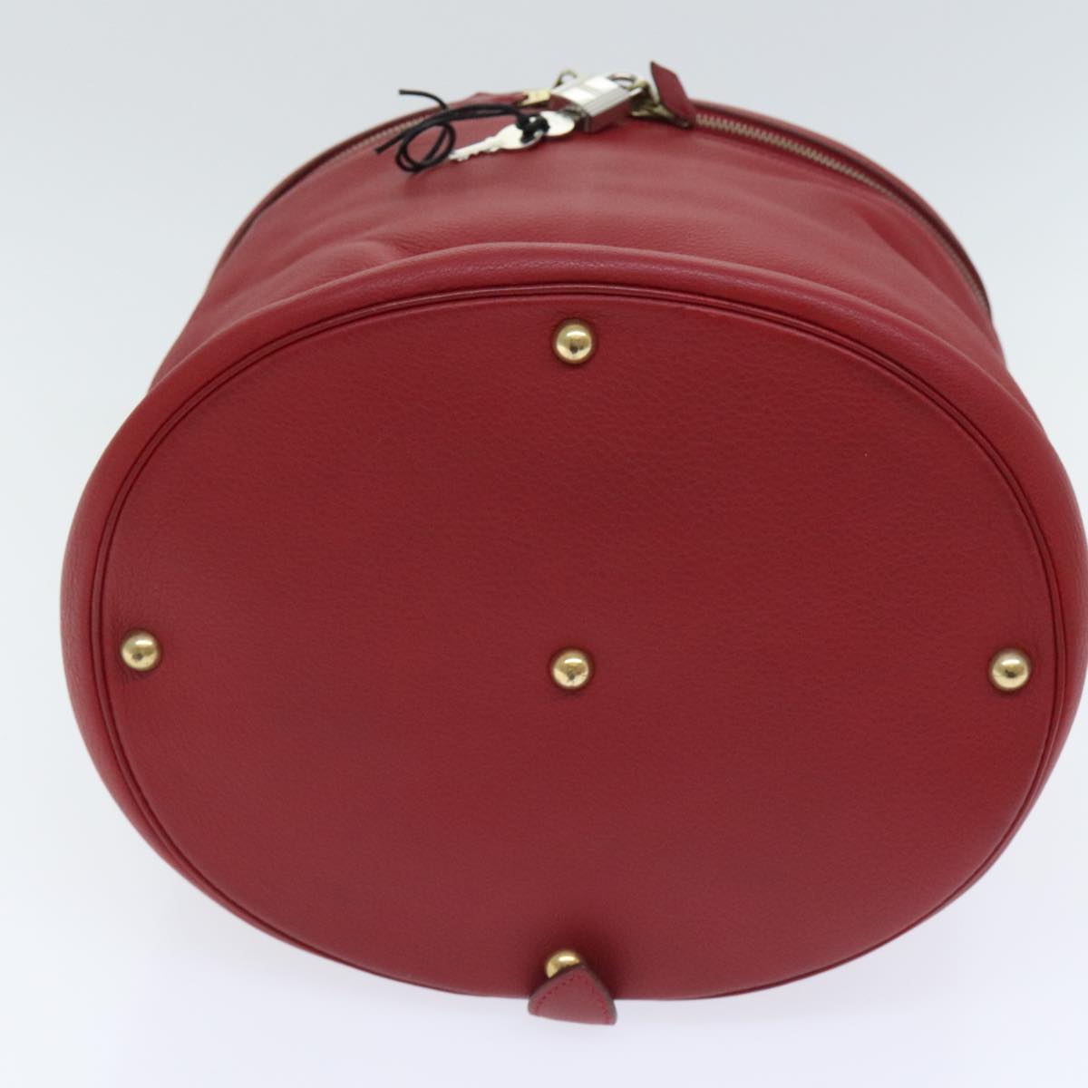 HERMES Inter City Hand Bag Leather Red Gold Auth bs17783