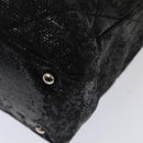 CHANEL Paris Biarritz MM Tote Bag Coated Canvas Black Silver CC Auth bs17785-16