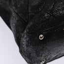 CHANEL Paris Biarritz MM Tote Bag Coated Canvas Black Silver CC Auth bs17785-8