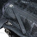 CHANEL Paris Biarritz MM Tote Bag Coated Canvas Black Silver CC Auth bs17785-17