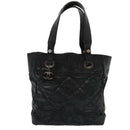 CHANEL Paris Biarritz MM Tote Bag Coated Canvas Black Silver CC Auth bs17785-12