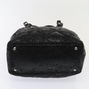 CHANEL Paris Biarritz MM Tote Bag Coated Canvas Black Silver CC Auth bs17785-5