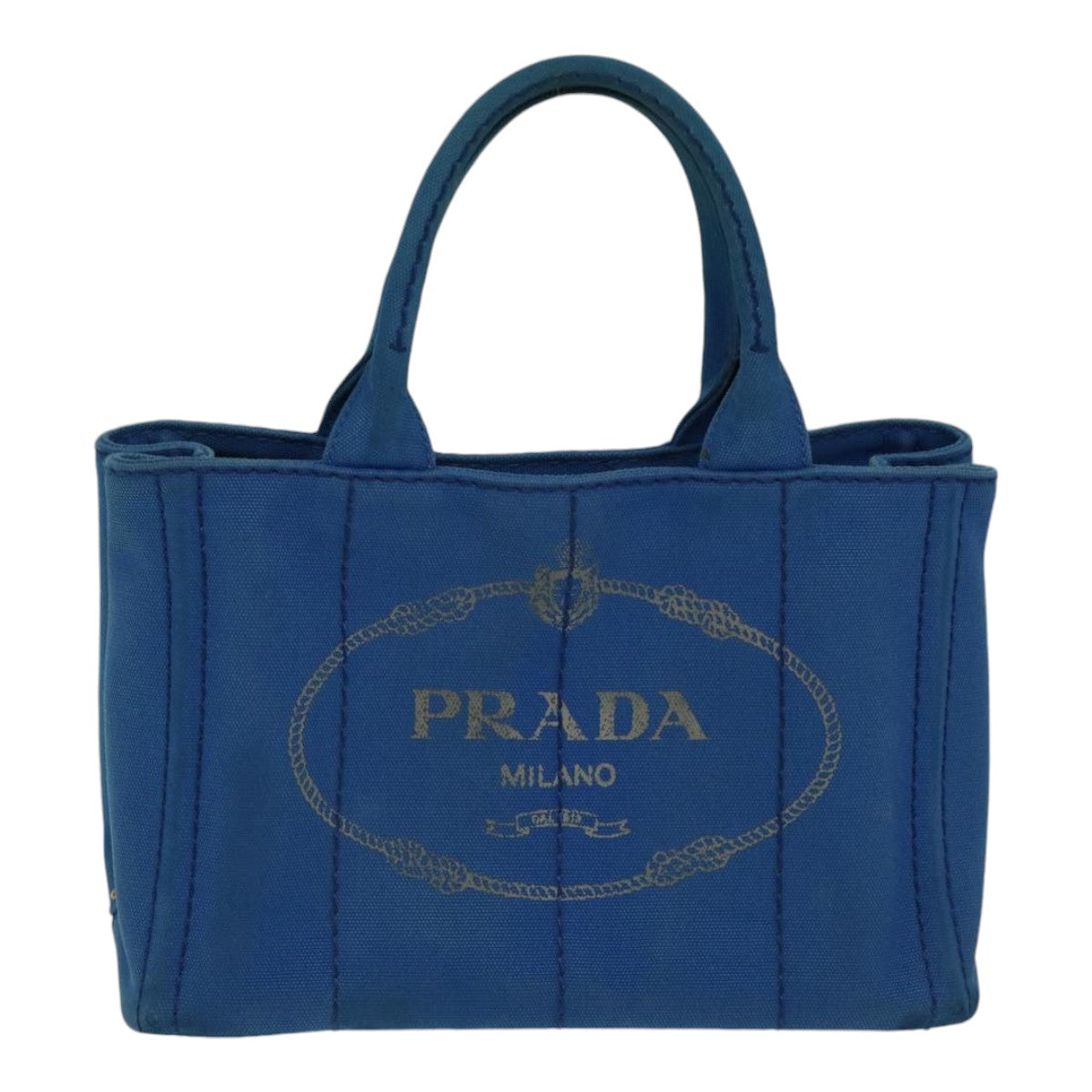 PRADA Canapa PM Hand Bag Canvas Blue Auth bs17794 - 0