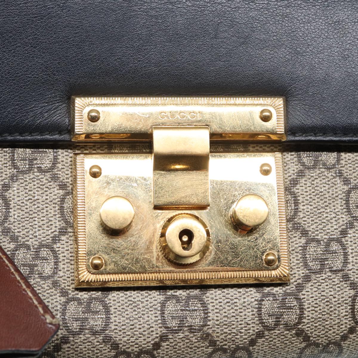 GUCCI GG Supreme Chain Shoulder Bag PVC Beige Gold 409487 Auth bs17798